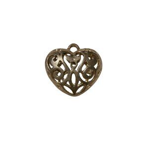 Heart-Shaped Silver Filigree Pendant Necklace Charm